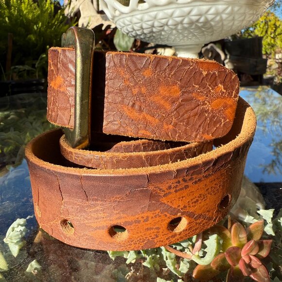 Brave Beltworks Distressed Brown Leather Belt 38 - Picture 7 of 7